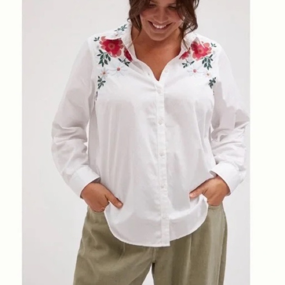 Anthropologie Maeve White Button Down